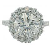 Brilliant 3.14 ct Round VS Lab Diamond Halo Ring