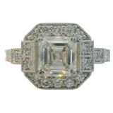 14kt Gold 3.20 ct Asscher Cut VS Lab Diamond Ring