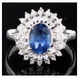 Platinum 1.74 ct Natural Sapphire & Diamond Ring