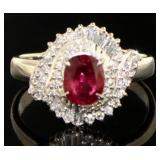 Platinum 1.29 ct Natural Ruby & Diamond Ring