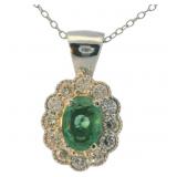 Oval 1.50 ct Emerald & Diamond Pendant