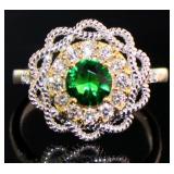 Round 1.50 ct Emearld & Diamond Ring