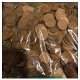 Unsearched Bag Of 500 Lincoln Wheat Penny Cents