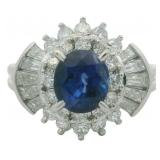 Platinum 1.92 ct Natural Sapphire & Diamond Ring