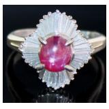 Platinum 2.37c Natural Star Ruby & VS Diamond Ring