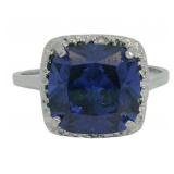 Cushion Cut 3.80 ct Tanzanite & Diamond Ring