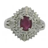 Platinum 1.22 ct Natural Ruby & Diamond Ring