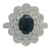 Oval 2.70 ct Natural Sapphire & Lab Diamond Ring