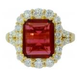Emerald Cut 5.00 ct Ruby & Diamond Ring