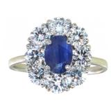 Plat. 2.40 ct Natural Sapphire & Diamond Ring