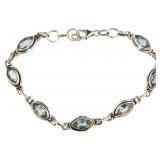 Vintage Style Natural Sky Blue Topaz Bracelet