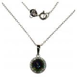 Natural 2.50 ct  Mystic Topaz & Diamond Necklace