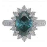 10kt Gold 3.34 ct Fancy Blue Lab Diamond Ring