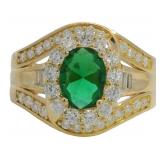 Oval 2.50 ct Emerald & Diamond Cocktail Ring