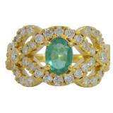 Brilliant 2.07 ct Lab Emerald & Diamond Ring