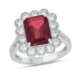 Emerald Cut 4.50 ct Ruby & Diamond Ring