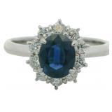 Platinum 1.73 ct Natural Sapphire & Diamond Ring