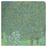 The Rosebushes Under Trees Canvas by Gustav Klimt