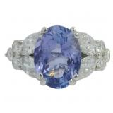 14kt Gold 4.55 ct Tanzanite & Lab Diamond Ring