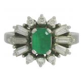 Platinum Natural Emerald & VS Diamond Ring