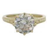 10k Gold 2.16 ct Old European Cut Lab Diamond Ring