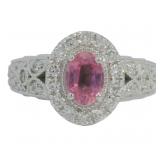 Oval 2.05 ct Lab Pink Sapphire & Diamond Ring