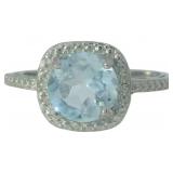 Round 2.50 ct Natural Blue Topaz & Diamond Ring