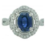 14kt Gold 1.93 ct Sapphire & Diamond Ring