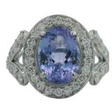 14kt Gold 5.17 ct Tanzanite & Lab Diamond Ring