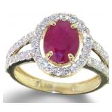 14kt Gold 2.92 ct Natural Ruby & Lab Diamond Ring