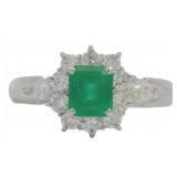 Platinum 1.19 ct Natural Emerald & VS Diamond Ring