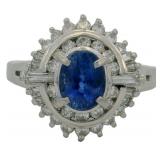 Platinum 1.67ct Natural Sapphire & VS Diamond Ring