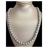 Genuine 24" 7-8 mm Gray Pearl Strand Necklace