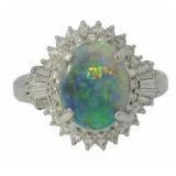 Platinum 1.55ct Opal & VS Diamond Ring