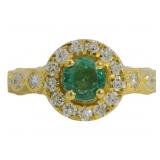 Round 2.08 ct Lab Emerald & Diamond Ring