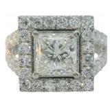 14kt Gold 3.39 ct Princess Cut VS Lab Diamond Ring