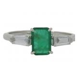 14k Gold 1.10ct Natural Emerald & Lab Diamond Ring
