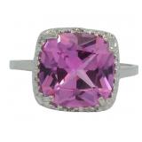 Cushion Cut 3.80 ct Pink Sapphire & Diamond Ring