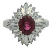 Platinum 2.18 ct Natural Ruby & VS Diamond Ring