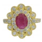 Natural 2.83 ct Oval Ruby & VS Lab Diamond Ring