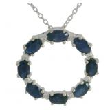 Natural 1.50 ct Sapphire & Diamond Circle Necklace