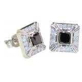 Princess Cut 1.00 ct Black & White Diamond Earring