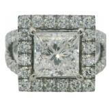 14kt Gold 4.28 ct Princess Cut Lab Diamond Ring