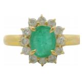 18k Gold 1.00 ct Natural Emerald & Diamond Ring