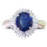 Platinum 1.60ct Natural Sapphire &VS Diamond Ring
