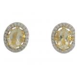 Genuine Citrine & Zircon Halo Earrings