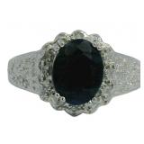 Oval 2.35  ct Natural Sapphire & Diamond Ring