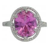 Oval 4.36 ct Pink Sapphire & Natural Diamond Ring