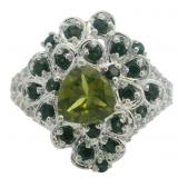 Genuine Peridot & Onyx Dinner Ring
