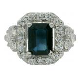 Natural 2.54 ct Sapphire & VS Lab Diamond Ring